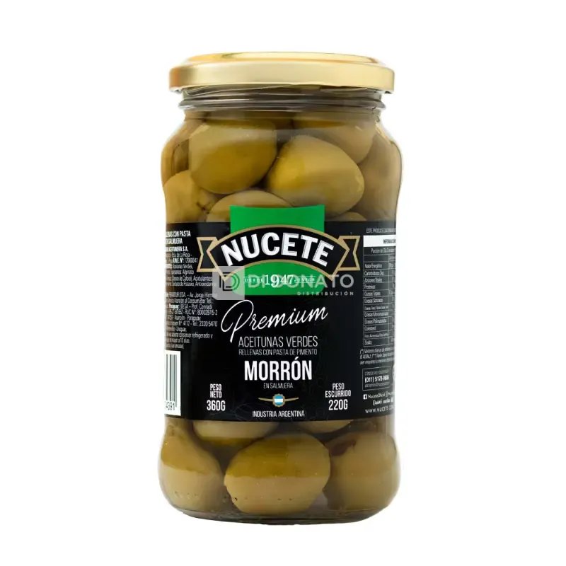 Aceituna Verde Rellena Prem NUCETE Frasco 220 gr