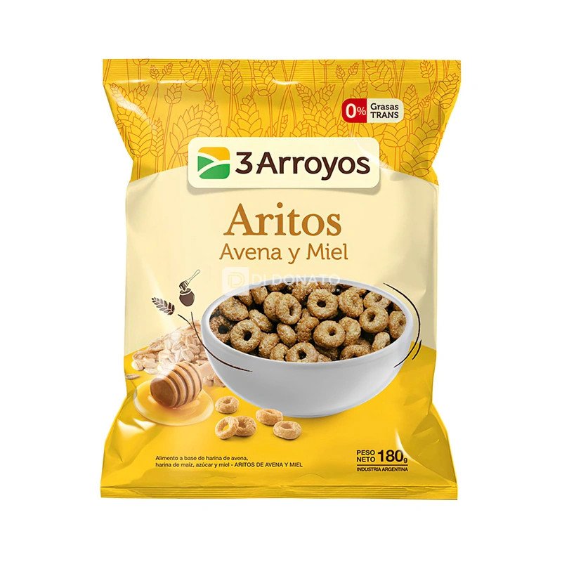 Cereales Aritos De Avena Y Miel 3 Arroyos 180 G | DiDonato