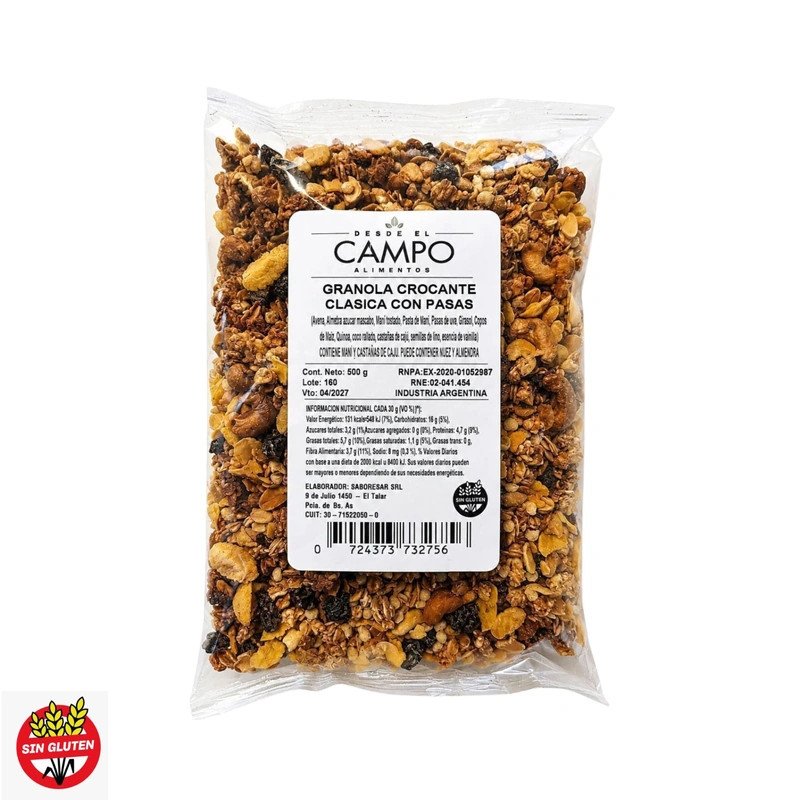 Granola Crocante Sin Pasas Desde El Campo 500 G | DiDonato