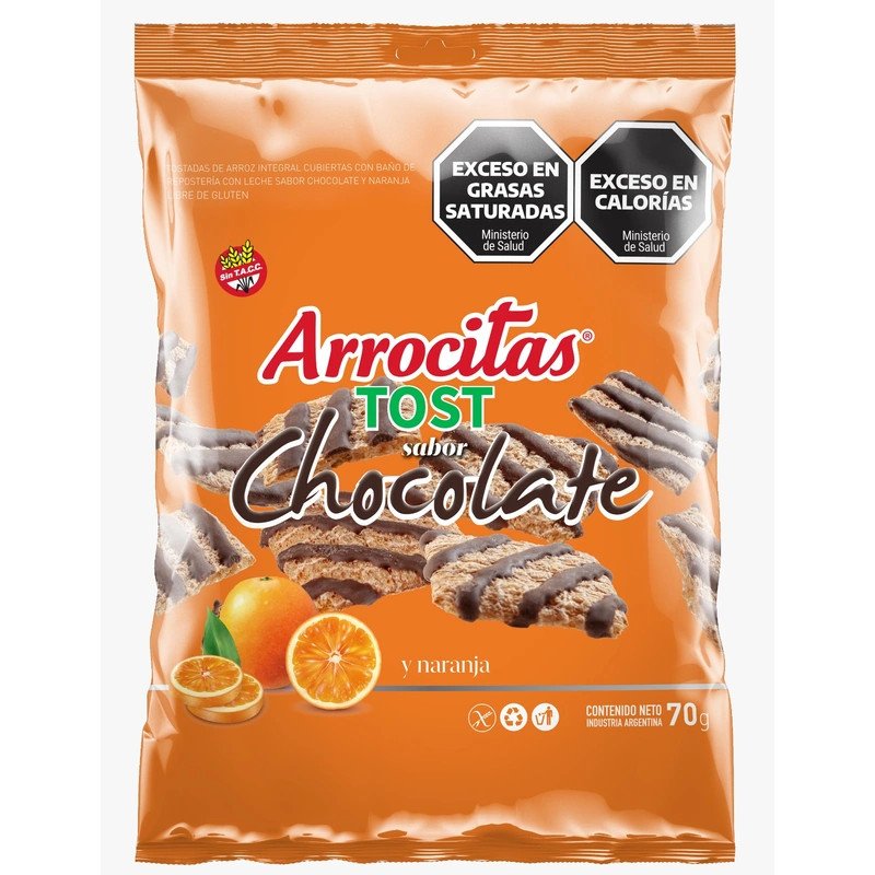 Tostadas De Arroz Con Chocolate Con Leche Y Naranja Arrocitas Tost 70 G | DiDonato