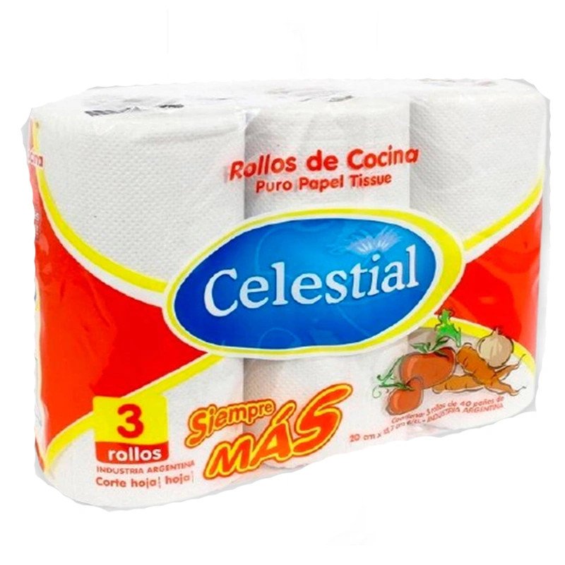 Rollos De Cocina Celestial 3 X 40 Paños | DiDonato