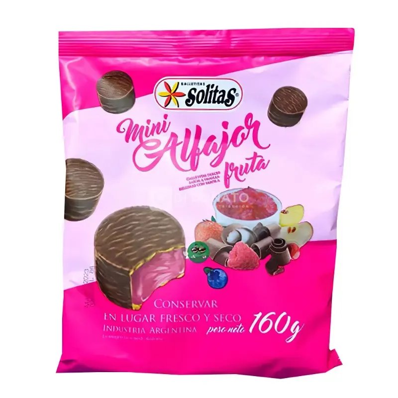 Mini Alfajor Fruta Bañ Chocolate SOLITAS 160 gr